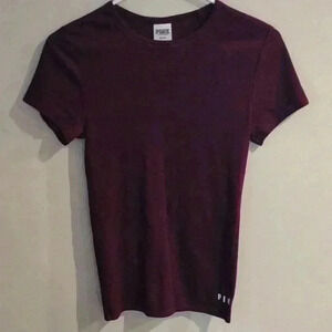 Victoria Secret PINK Womens‎ Medium maroon ribbed T-shirt